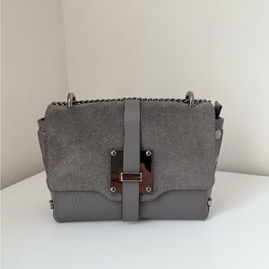 Elegant Gray Leather Shoulder Bag